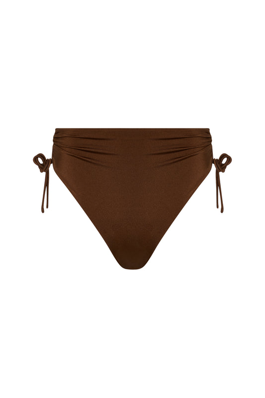 HIGH-WAIST BIKINI BOTTOMS x RUCHED DRAWSTRING SIDES