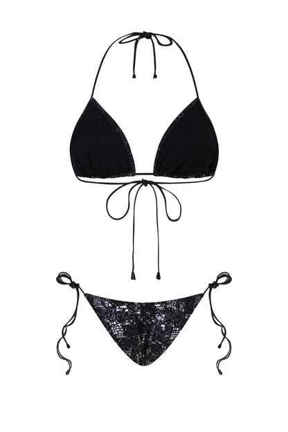 SNAKE FOIL TRIANGLE BIKINI BOTTOMS